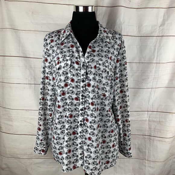 Coral Bay Shirt Blouse Collar Roll-up Long-sleeved pockets Bikes Retro - Picture 3 of 16